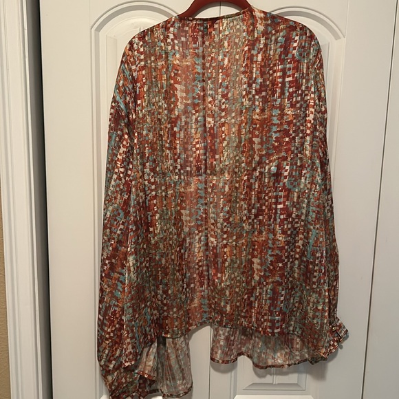 Mar’ee long sleeve midi kimono  multi-colored, nwot   Size 4x but could fit a 3x - Picture 4 of 4